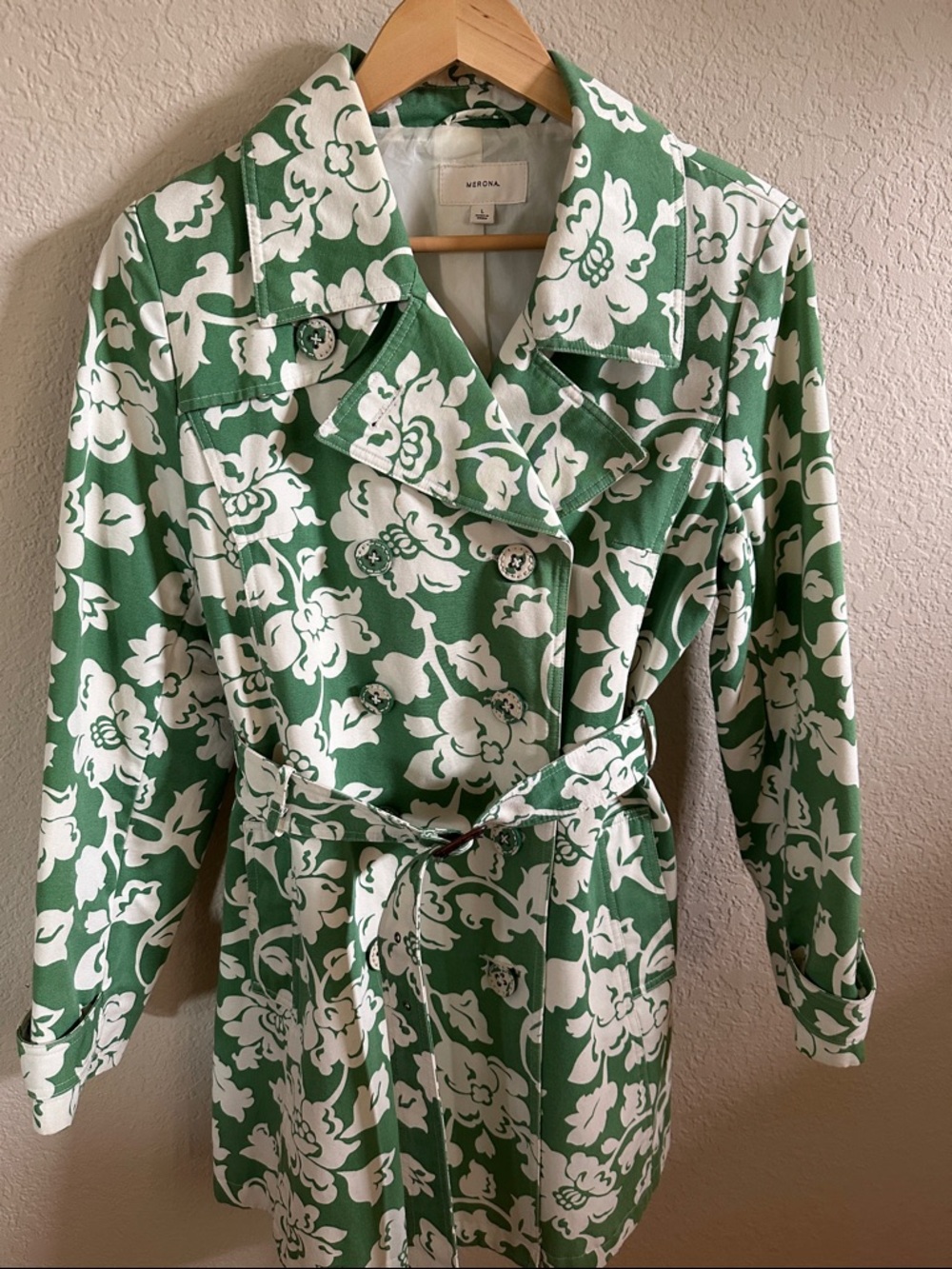 Merona from Target Green & White Floral Jacket